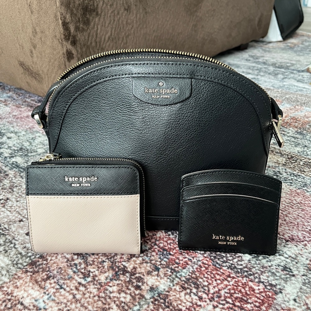 Kate Spade Black and Beige Wallet Set